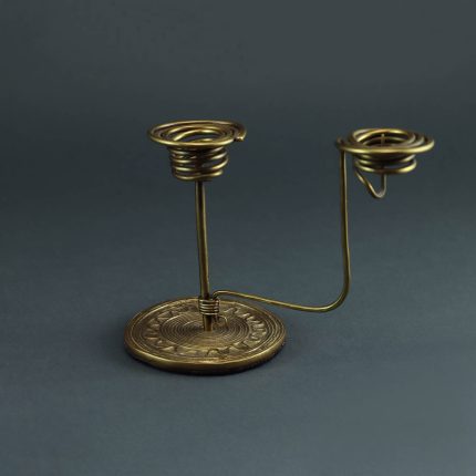 Double brass candle holder